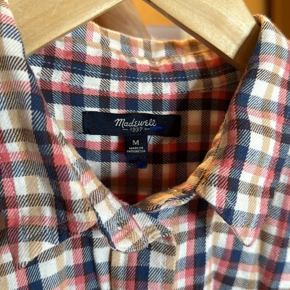 Madewell Flannel Button-Up Plaid Shirt Size Medium - Picture 4 of 9
